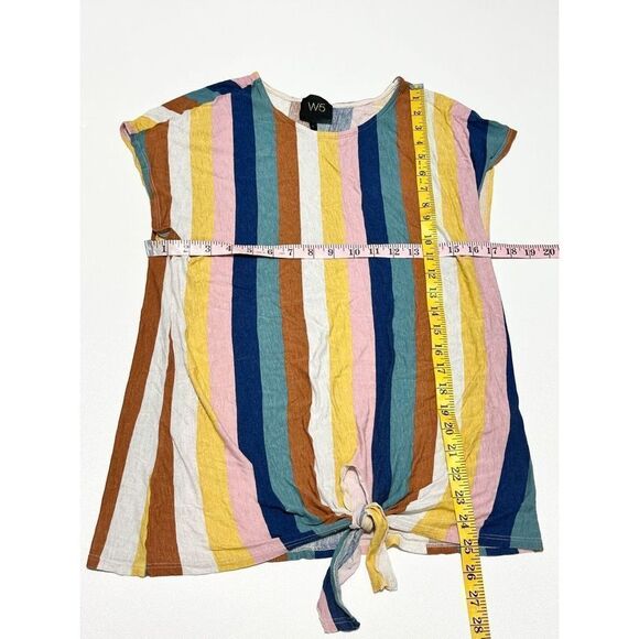 Anthropologie W5 Womens Stripe Short Sleeve Tie Front Top Multi-Color Size Large - Picture 4 of 9